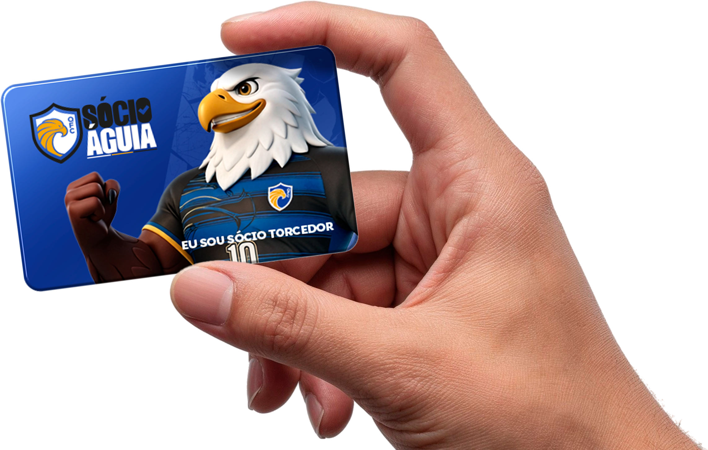 Mão segurando cartão Sócio Águia